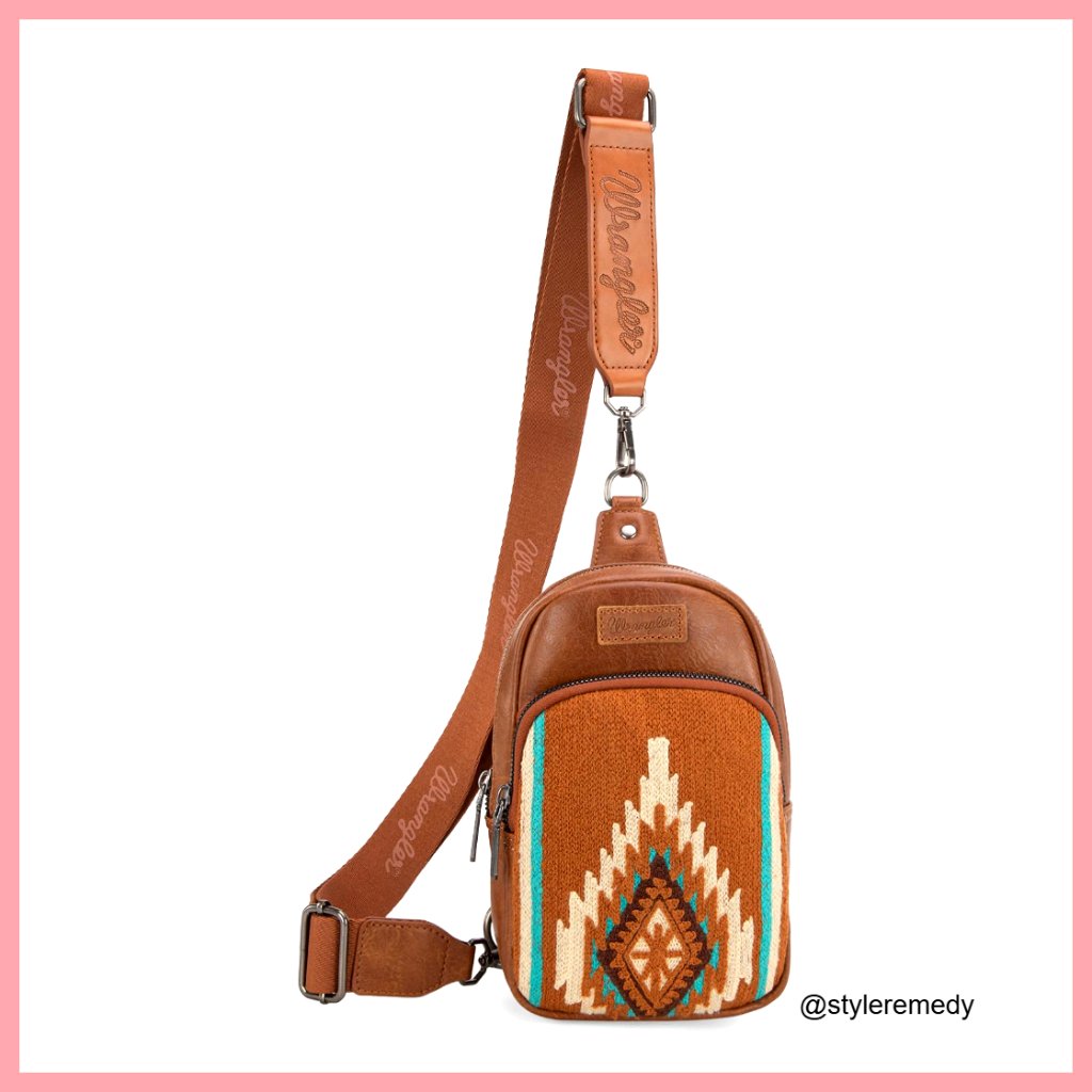 Western Knitted Crossbody Sling Bag With Adjustable Strap
